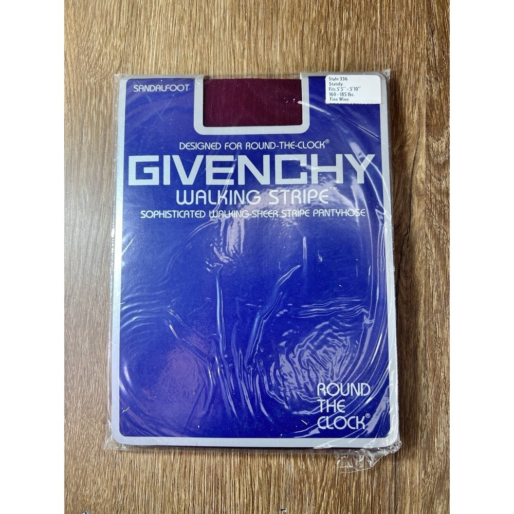 Givenchy Walking Stripe Pantyhose Fine Wine Stately Vintage 80s Sheer Stripe 336